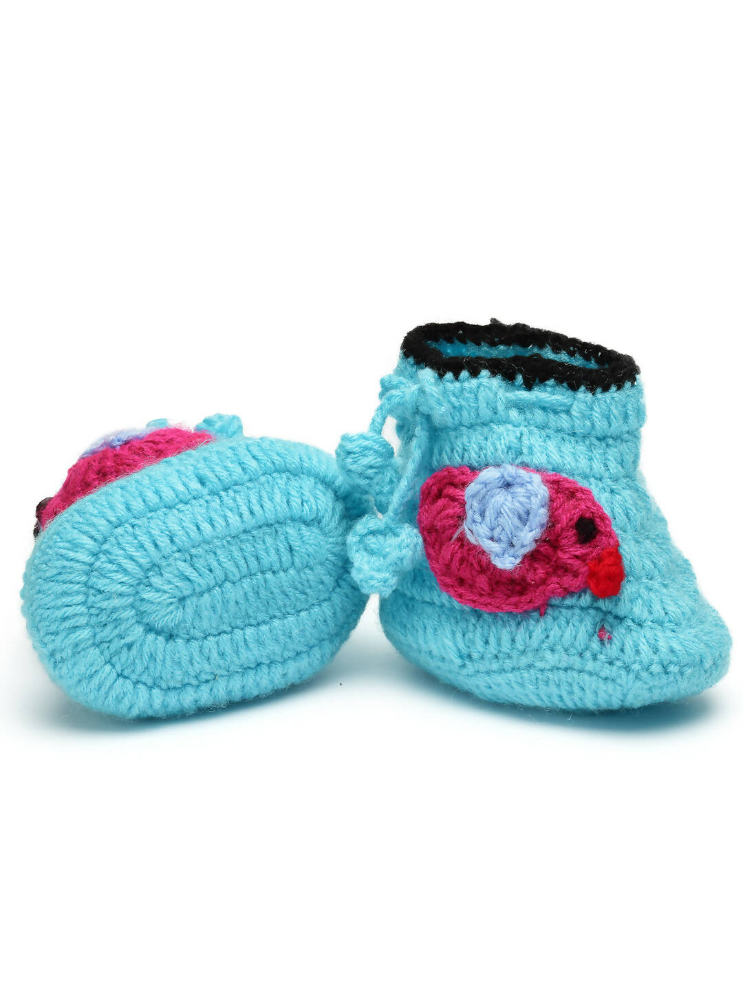 Chutput Kids Woollen Hand Knitted Bird Detailed Booties - Blue | Grocsy
