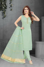Joban Fashion Jacquard Firozi Color Kurta Set | Grocsy