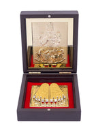 Golden Peacock Brown & 24 Ct Gold Foil Laxmi Ji Pooja Box | Grocsy