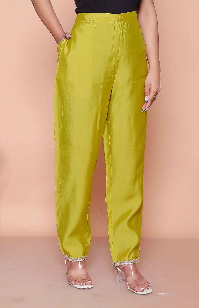 Miravan Womens Muslin Yellow Kurta And Palazzo With Dupatta Set | Grocsy