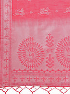 Shree Shyam Fashion Varnika Pink Linen Cotton Saree | Grocsy