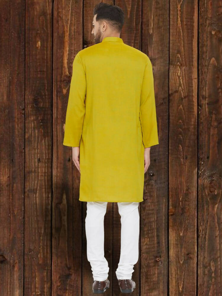 Even Apparels Yellowish Green Wedding Kurta - Green | Grocsy