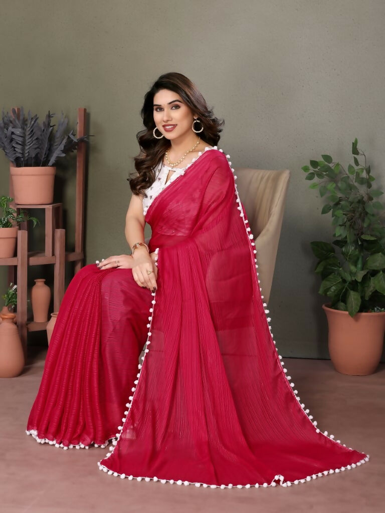 Designer Partywear Red Banglori Fancy Saree - Kanak | Grocsy