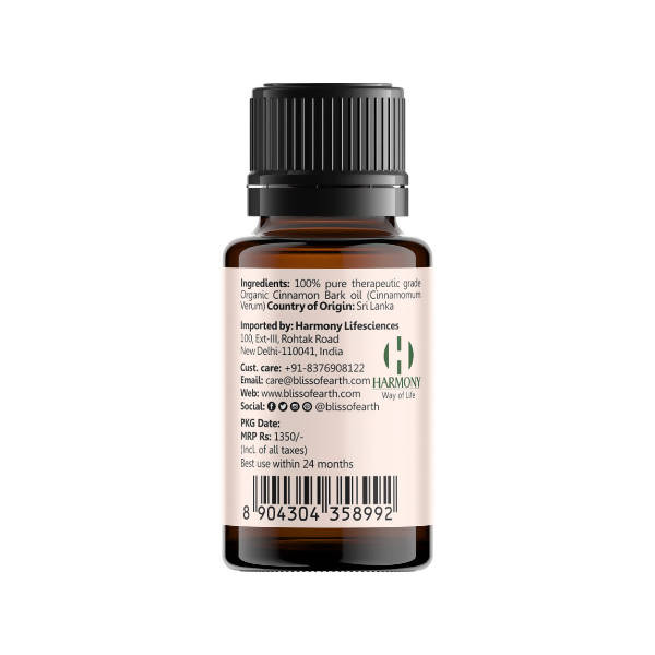 Bliss of Earth Organic Cinnamon Bark Premium Sri Lankan Essential Oil | Grocsy