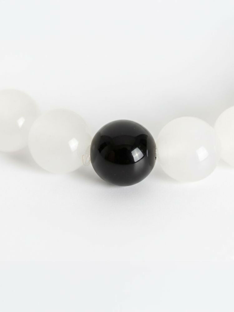 NVR White & Black Crystal Beaded Bracelet for Men & Women | Grocsy
