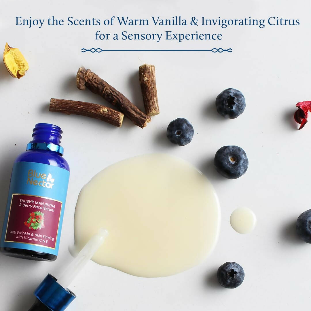 Blue Nectar Manjistha & Berry Face Serum with Vitamin C & E | Grocsy