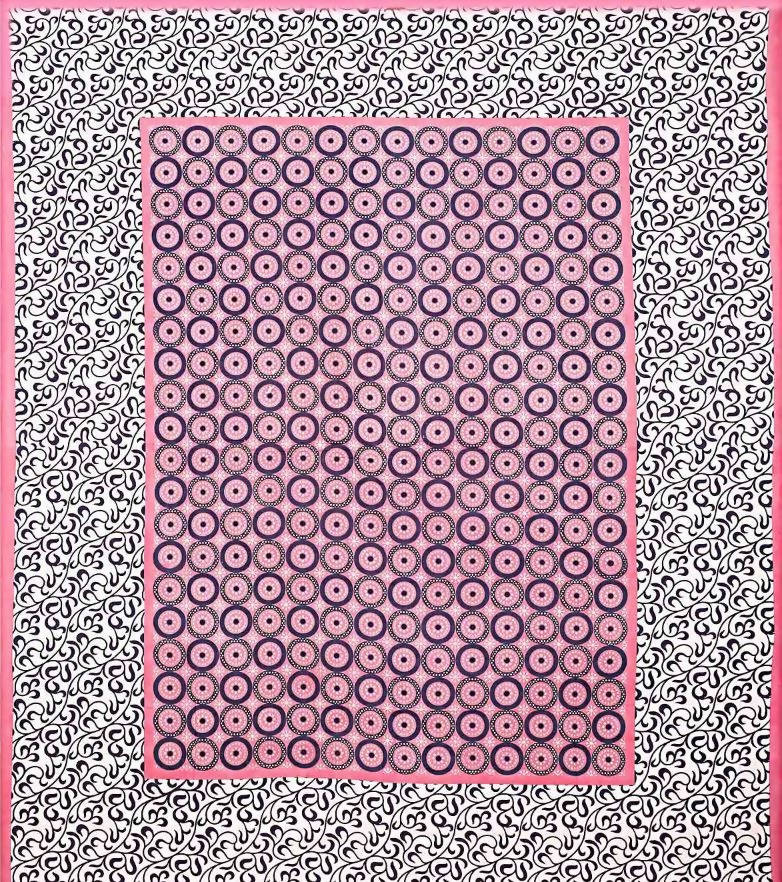 Vamika Printed Cotton Pink & Multicolor Latest Design Bedsheet With Pillow Covers (LEOC_CHKR_P) | Grocsy
