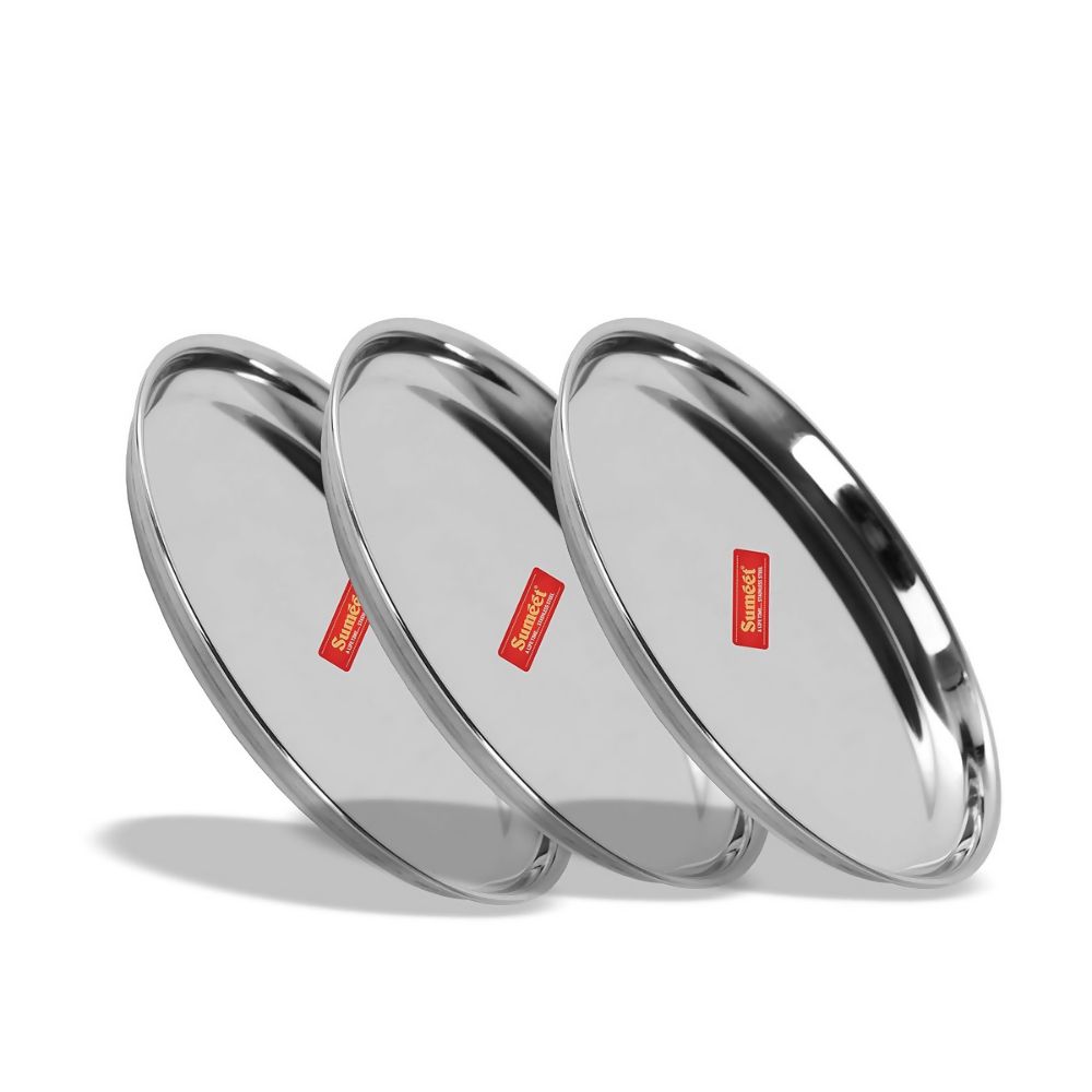 Sumeet Stainless Steel Plates - 17 cm | Grocsy