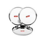 Sumeet Stainless Steel Apple Shape Heavy Gauge Dinner Plates - Set of 3 | Grocsy