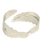 Brass Alloy Siver Plated Leaf Shape Cuff Bangle - The Pari