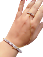 Gold-Polished Alloy American Diamond Hand Harness Bracelet - The Pari | Grocsy
