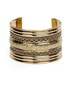 Brass Alloy Classic Engraved Gold Cuff Bangle - The Pari