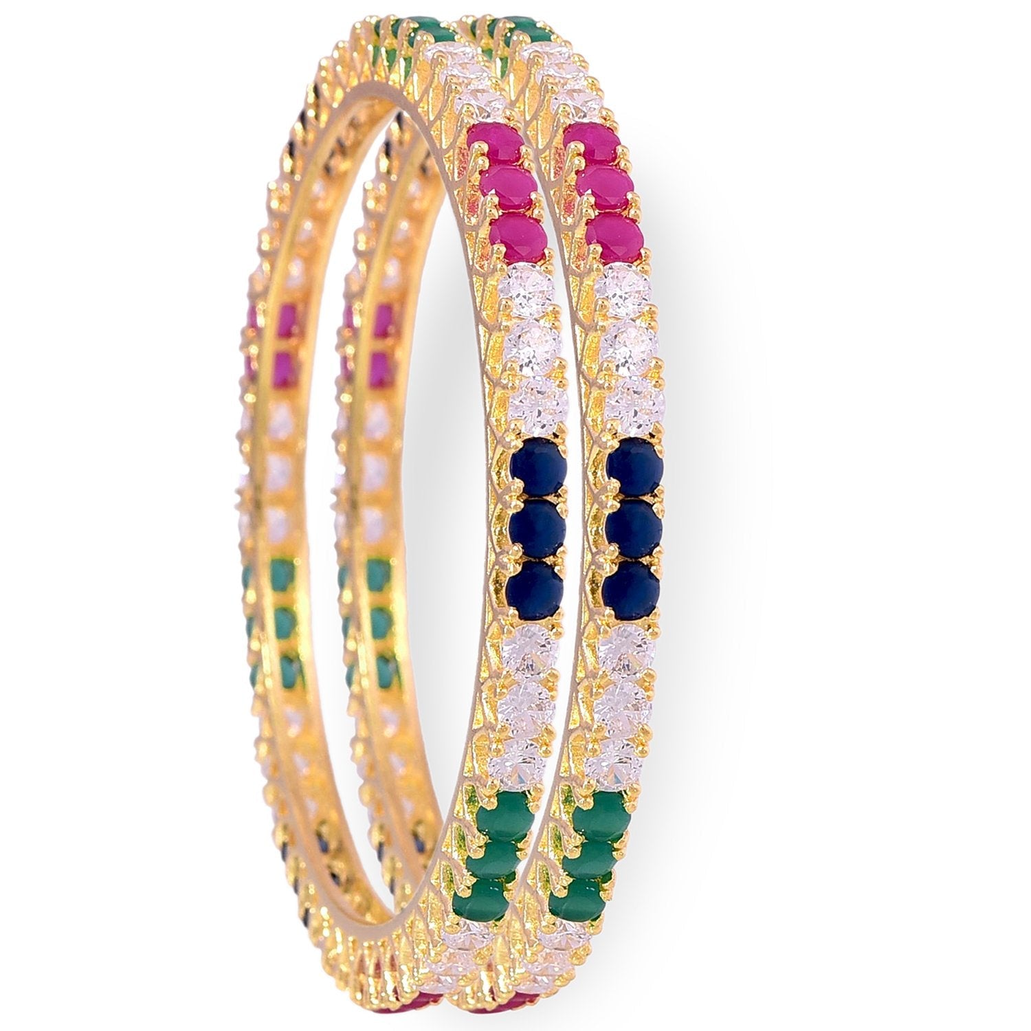 Gold-Polished Alloy Set Of 2 Multicolou Ad Bangles - The Pari