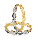Gold-Polished Alloy Enamel Coated Ad Peacock Bangle Set - The Pari | Grocsy