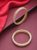 Gold-Polished Alloy Elagant Design American Diamond Bangle Set - The Pari