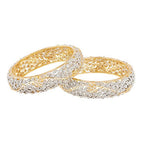 Gold-Polished Alloy Delicate Work Ad Designer Bangle Set - The Pari | Grocsy