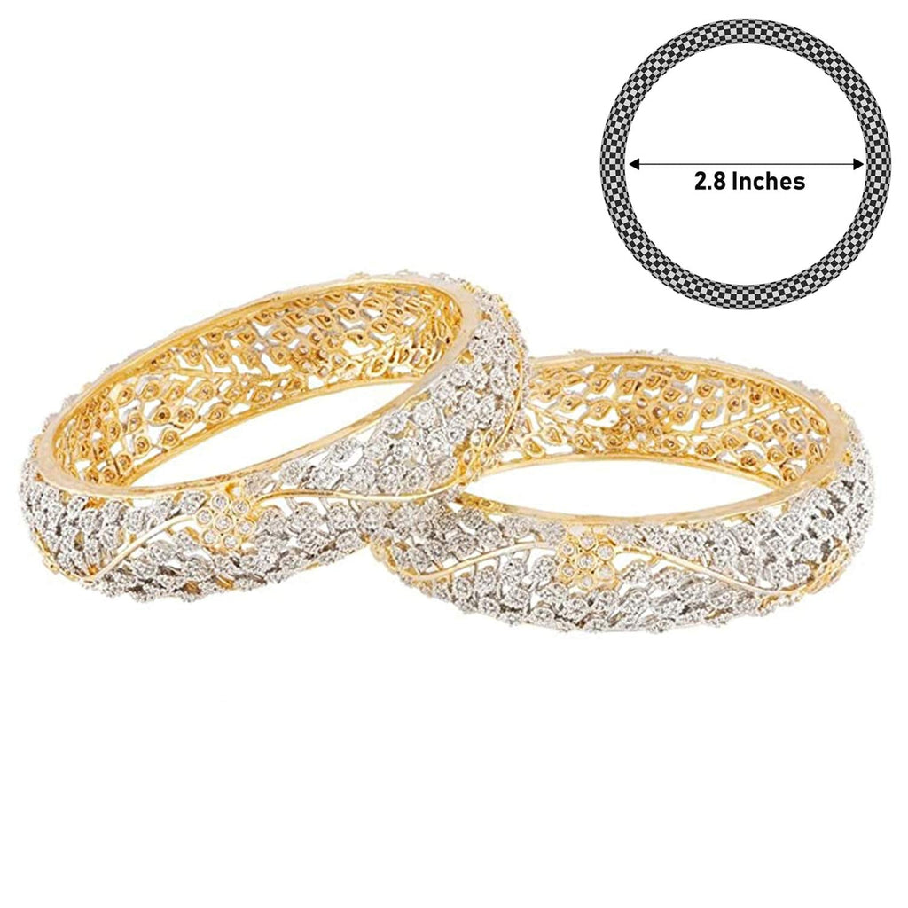 Gold-Polished Alloy Delicate Work Ad Designer Bangle Set - The Pari | Grocsy