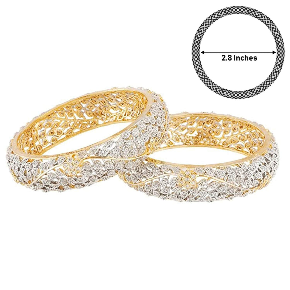 Gold-Polished Alloy Delicate Work Ad Designer Bangle Set - The Pari | Grocsy