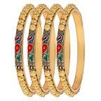 Gold-Polished Alloy Peacock Design Set Of 4 Bangles - The Pari