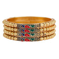 Gold-Polished Alloy Peacock Design Set Of 4 Bangles - The Pari