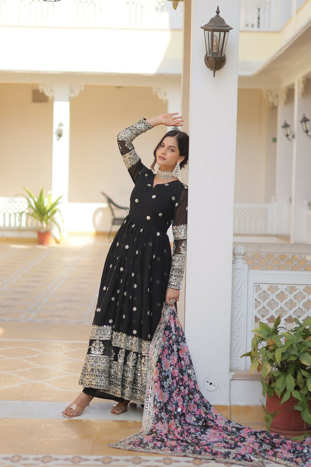 Joban Fashion Black Georgette Sequence Embroidery Work Kurta Set | Grocsy