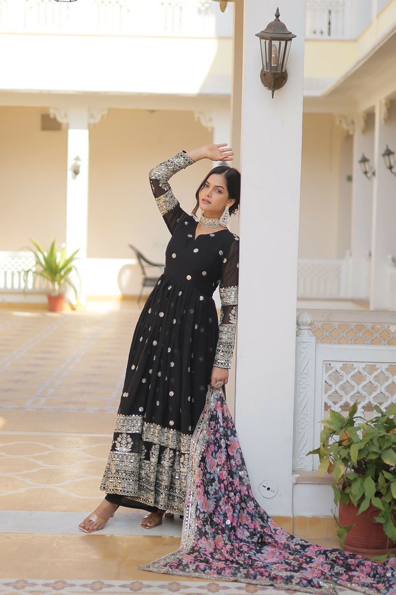 Joban Fashion Black Georgette Sequence Embroidery Work Kurta Set | Grocsy