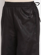 Myshka Women's Black Cotton Solid Casual Palazzo | Grocsy