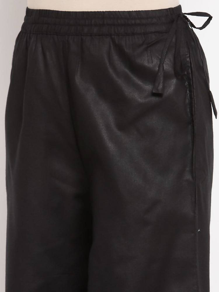 Myshka Women's Black Cotton Solid Casual Palazzo | Grocsy