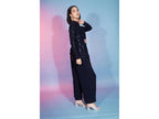 Navy Georgette Sequence With Thread Designer Co-Ord Set - Flory | Grocsy