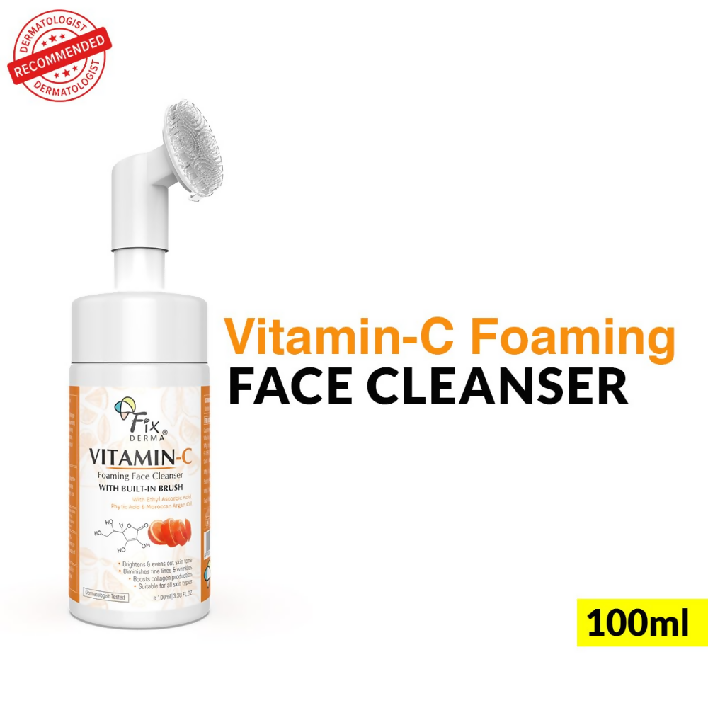 Fixderma 2% Vitamin C Face Wash, Foaming Face Cleanser with Brush | Grocsy