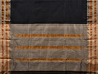 Black and Cream Narayanpet Silk Handloom Plain Saree with Traditional Border Design No Blouse - Global Threads | Grocsy