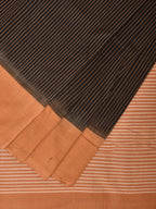 Black and Mustard Pochampally Ikat Handloom Saree with Strips Design - Global Threads | Grocsy