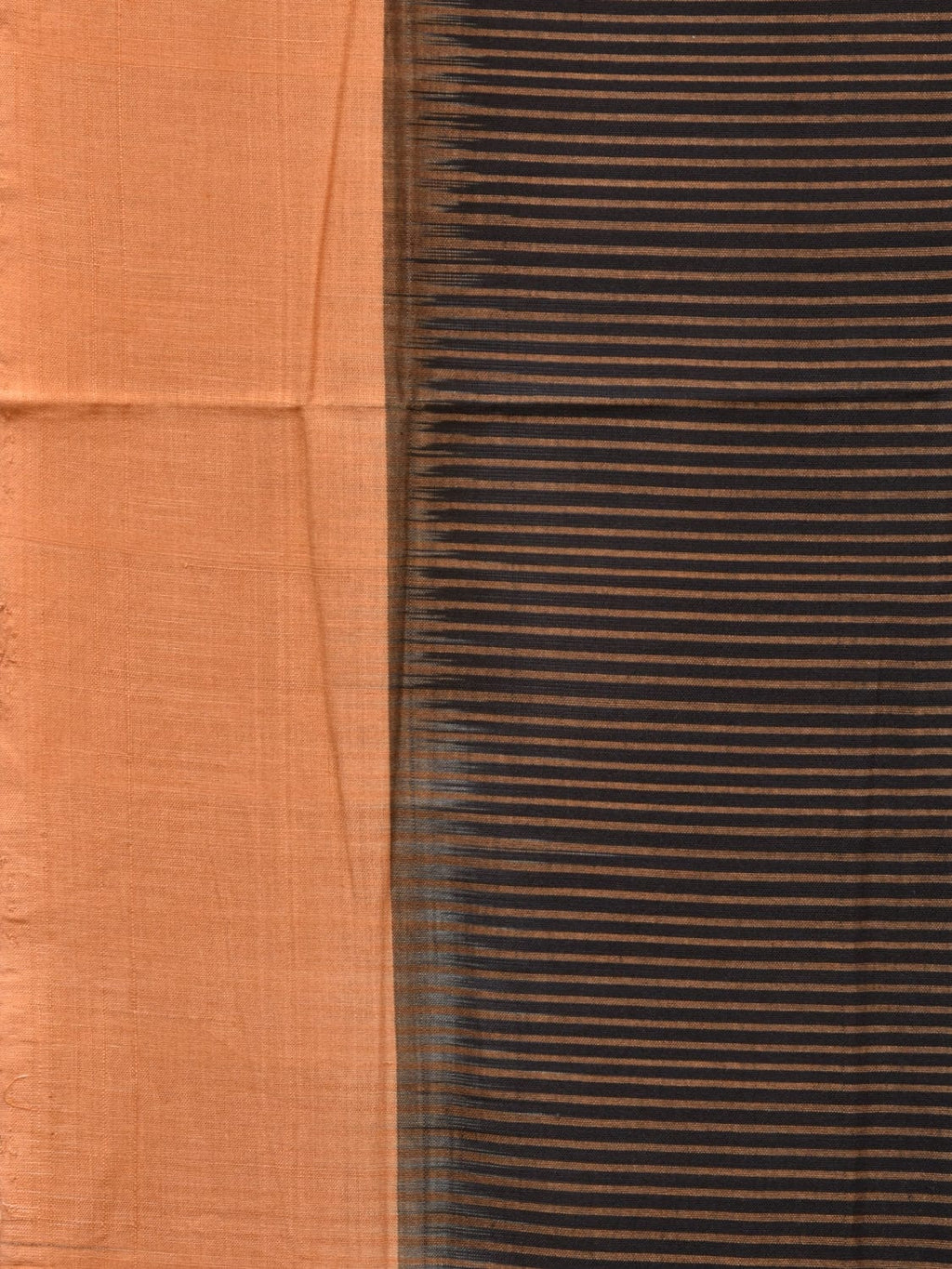 Black and Mustard Pochampally Ikat Handloom Saree with Strips Design - Global Threads | Grocsy