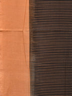Black and Mustard Pochampally Ikat Handloom Saree with Strips Design - Global Threads | Grocsy