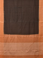 Black and Mustard Pochampally Ikat Handloom Saree with Strips Design - Global Threads | Grocsy