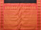 Black and Peach Gadwal Silk Handloom Saree with Mango Pallu and Border Design - Global Threads | Grocsy