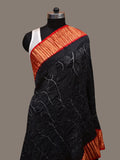 Black and Red Bandhani Kanchipuram Silk Handloom Dupatta with Leaves Design - Global Threads | Grocsy