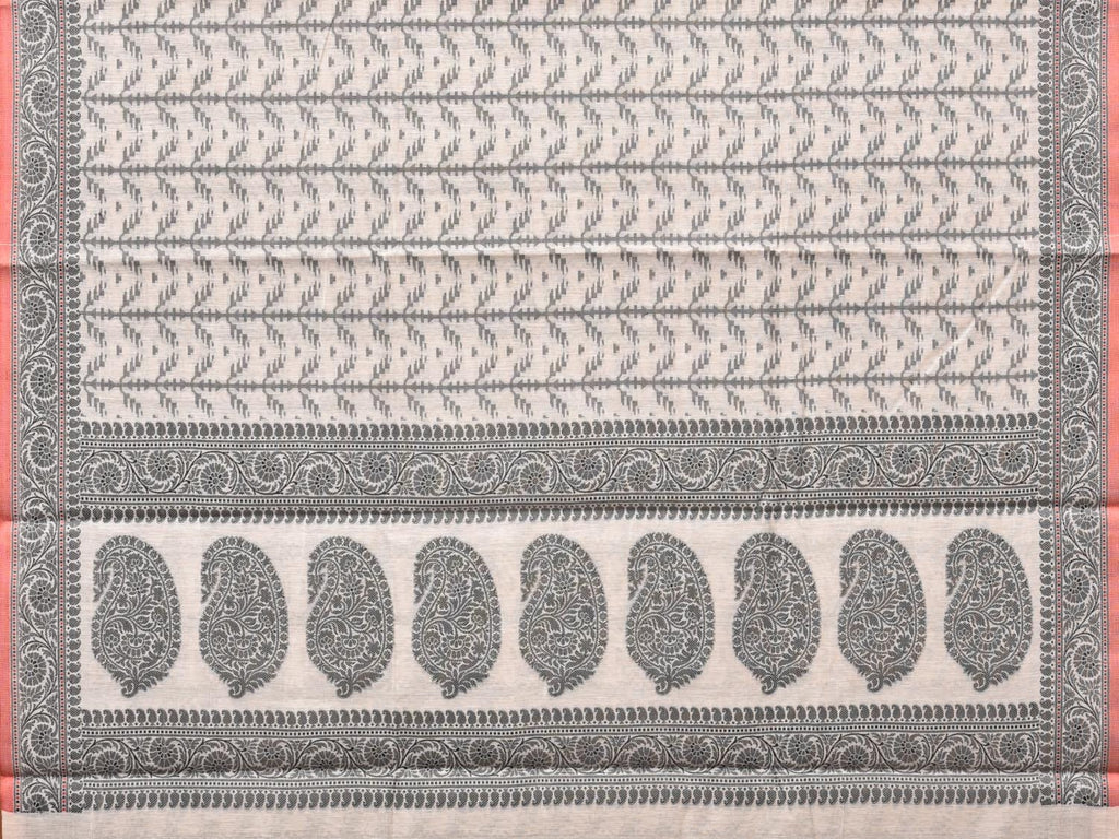 Black and White Cut Work Sico Cotton Saree with All Over and Border Design - Global Threads | Grocsy