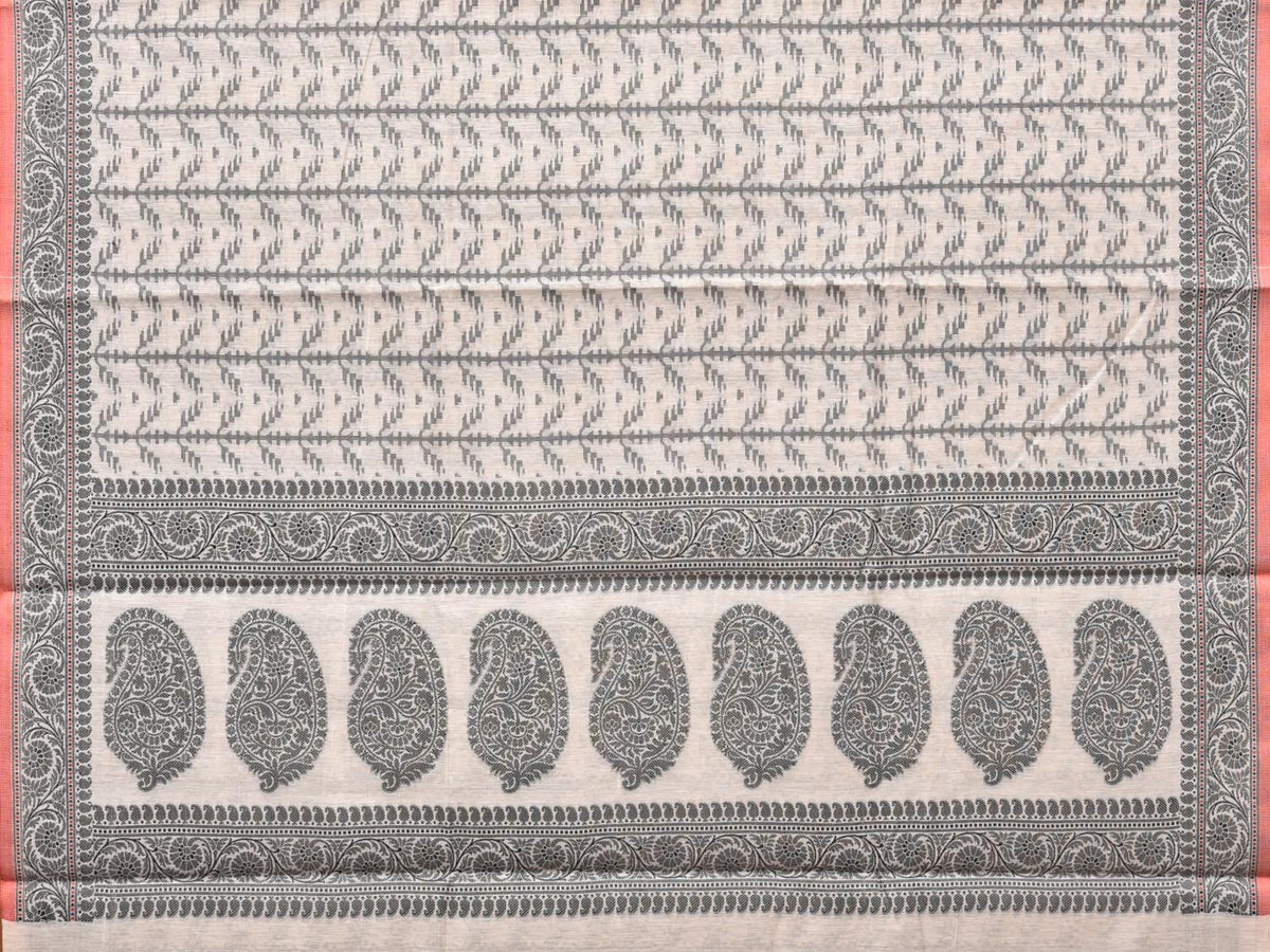 Black and White Cut Work Sico Cotton Saree with All Over and Border Design - Global Threads | Grocsy
