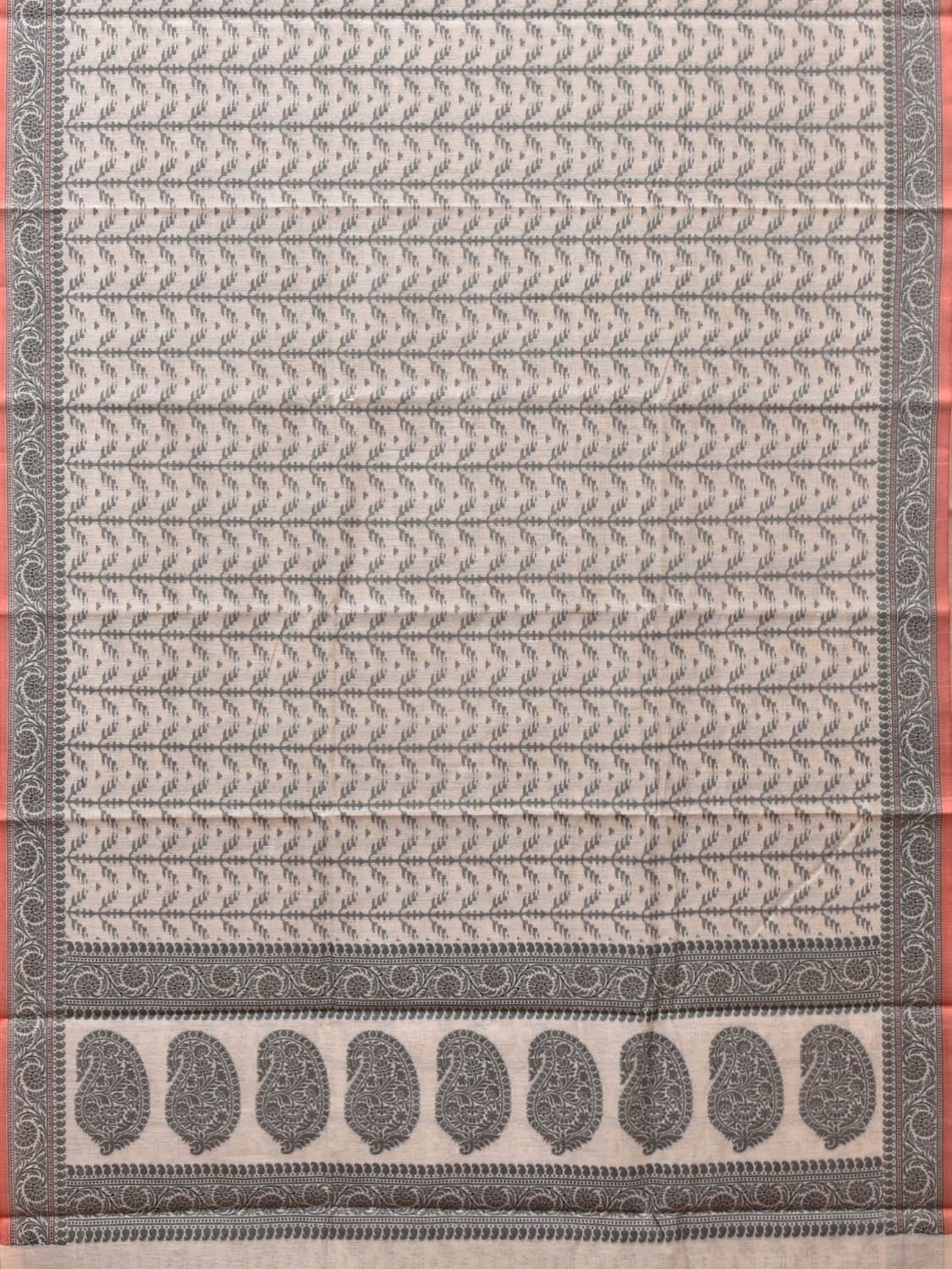 Black and White Cut Work Sico Cotton Saree with All Over and Border Design - Global Threads | Grocsy