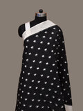 Black and White Pochampally Ikat Cotton Handloom Dupatta with Dots Design - Global Threads | Grocsy