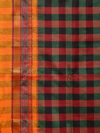 Black and Yellow ilkal Cotton Saree with Checks Design No Blouse - Global Threads | Grocsy
