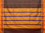 Black and Yellow ilkal Cotton Saree with Checks Design No Blouse - Global Threads | Grocsy