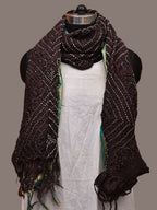 Black Bandhani Kanchipuram Silk Handloom Dupatta with Border Design - Global Threads | Grocsy