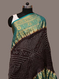 Black Bandhani Kanchipuram Silk Handloom Dupatta with Border Design - Global Threads | Grocsy