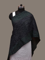 Black Bandhani Tussar Stole with Embroidary Work Design - Global Threads | Grocsy