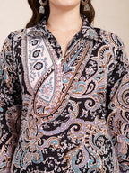 Yufta Black Boho Print Pure Cotton Co-Ord Set | Grocsy