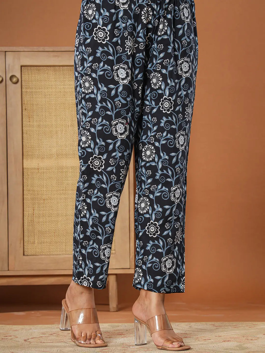 Yufta Black Cotton Maternity Peplum Kurta Pants Set | Grocsy