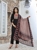 Yufta Black Cotton Sequins Work Straight Kurta Set | Grocsy