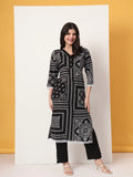 Yufta Black Cotton Straight Kurta Set | Grocsy